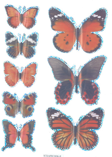 8 Orange Beautiful Butterflies with a holographic edge - 44417
