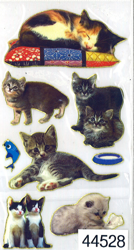 Cats x 6 Gold line Stickers - 44528