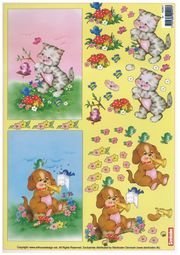 Cute Cat and Dog A4 Sheet - 462827 B