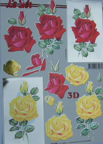 New Metallic Diecuts - Red and Yellow Roses - 600008