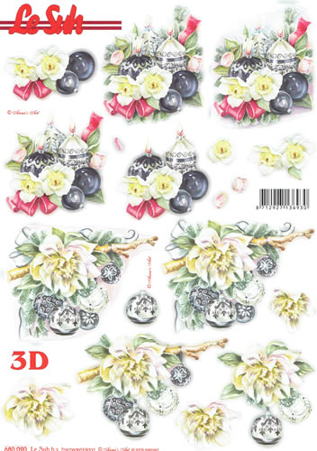 Le Suh Diecuts Black Christmas Baubles A4 Sheet - 680090
