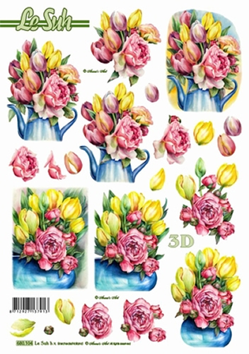 Le Suh Diecuts Tulips and watering can A4 Sheet - 680104