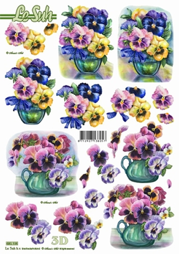 Le Suh Diecuts Pansies A4 Sheet - 680106