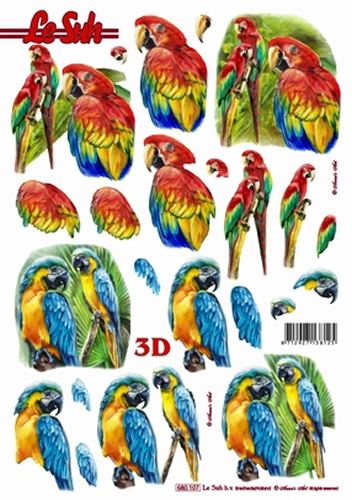 Le Suh Diecuts Parrots A4 Sheet - 680107