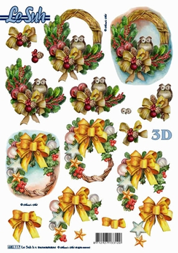 Le Suh Diecuts Christmas Wreaths A4 Sheet - 680117