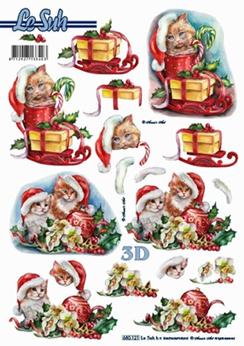 Le Suh Diecuts Cats at Christmas A4 Sheet - 680121