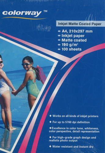 A4 Inkjet Matt Coated Paper 190gr 100 Sheets - 7093