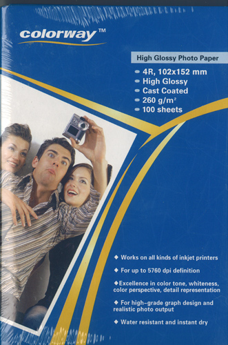 High Gloss Photo Paper 260gr 6 x 4 100Sheets - 7099