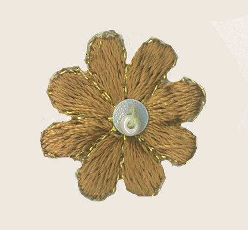 5 x Flower heads Gold trimmed in Gold - 7302