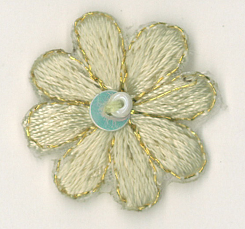 5 x Flower heads Cream trimmed in Gold - 7303