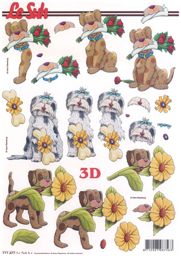 Cute Dogs with flowers - 777427