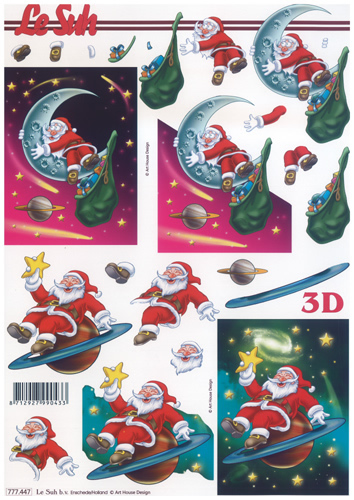 Father Christmas in the nights sky A4 Sheet - 777447