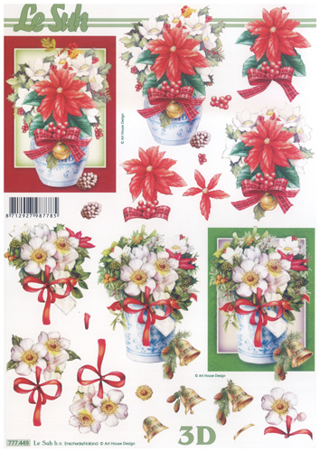 Christmas Roses and Poinsettias A4 Sheet - 777449