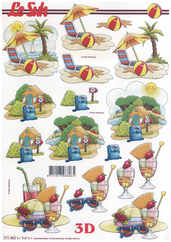 On The Beach, Camping and Cocktails A4 Sheet - 777453