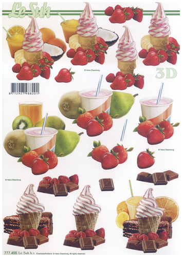 Ice Cream Fruit Chocolate and Milkshake A4 Sheet - 777455