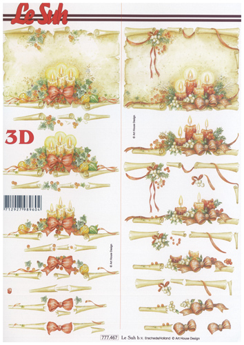 Christmas Candles and Scrolls A4 Sheet - 777467