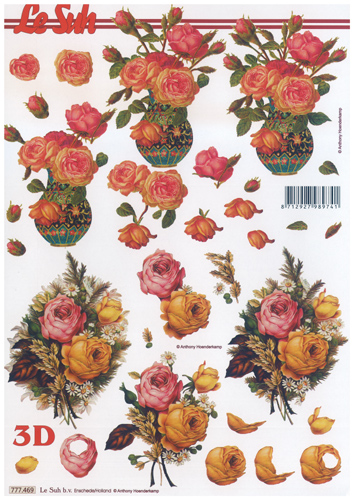 Pink and gold Roses A4 Sheet - 777469