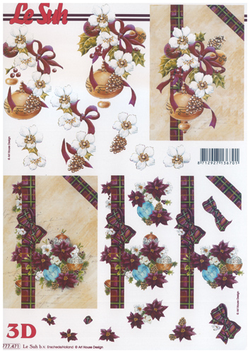 Christmas Roses and baubles A4 Sheet - 777471