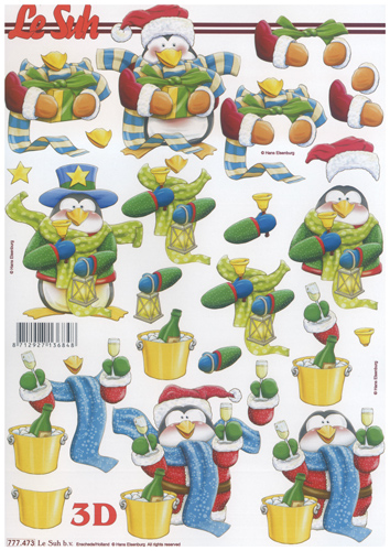 Christmas Penguin ready to celebrate A4 Sheet - 777473