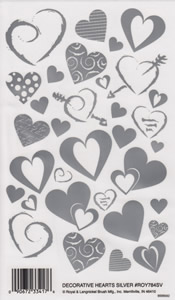 EZ Rub On Decorative Hearts Silver - 784SVROY