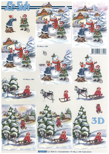 Children With snowman and Sleigh at Christmas - 8215260