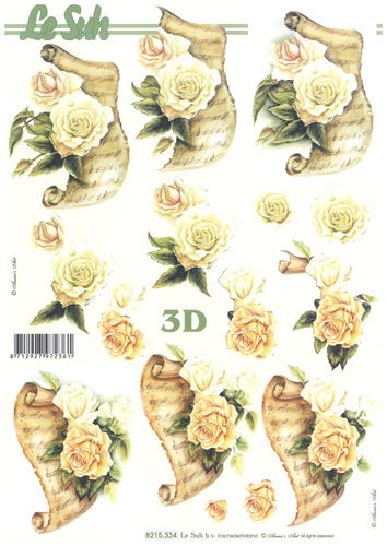 A Scroll with White and Peach Roses - 8215334