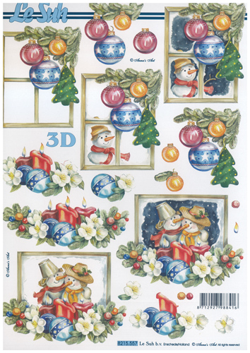 Christmas Windows with snowmen A4 Sheet - 8215557