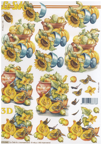 Sunflowers Fruit and butterflies A4 Sheet - 8215562