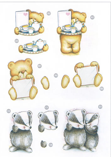 Teds and Bagder Diecuts - 9128