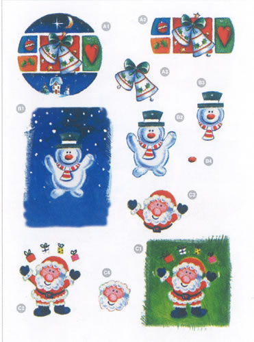 Santa Snowman and Christmas Bells - 9130