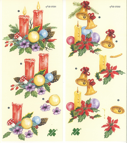 Red and Yellow candles with bells - C0330