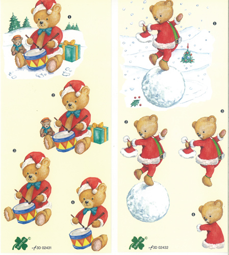 Teddies at Christmas Pack of 2 designs - C0331