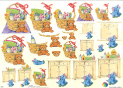Basket of teddies - E608