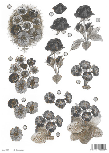 DieCut Bronze Foiled Step by Step sheets - F117