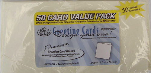 Ivory 5x5 Cards 50 with envelopes - GP55I-50