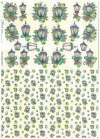 Christmas Lanterns 3 small designs with Background Paper - X257