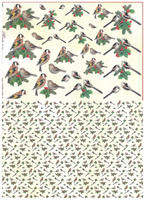 Birds At Christmas 3 small designs with Background Paper - X266