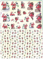 Santa and snowman 3 small designs with Background Paper - X268
