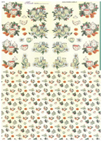 Christmas Tea Cups 3 small designs with Background Paper - X275