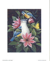 Bluetits With flowers and Milk Bottle Print Size 10 x 8 - 065