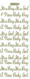 091G-Peel It's A Boy, A New Baby Boy, It's A Girl ,A New Baby Girl. Holographic Gold - DD2009
