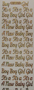 091HG-Peel It's A Boy, A New Baby Boy, It's A Girl ,A New Baby Girl. Holographic Gold - XP2009