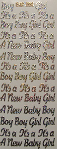 091HS-Peel It's A Boy, A New Baby Boy, It's A Girl ,A New Baby Girl. Holographic Silver -XP2009