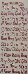 091PK-Peel It's A Boy, A New Baby Boy ,It's A Girl, A New Baby Girl. Holographic Pink -XP2009