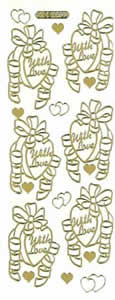 Hearts -With Love Bows and Ribbon Gold - 171G-Peel