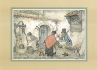 Anton Pieck Neighbour and Gossip Pack of 6 Prints Size 9 x 12 - 1995