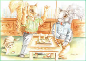 Squirrels Playing Skittles Pack of 5 prints size 10 x 8 - 202