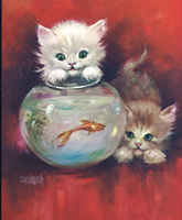Kittens With fish Bowl 51619 Print Size 10 x 8 - 2156