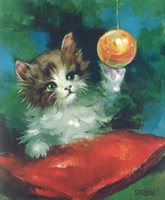 Playful Kitten At Christmas 51618 Print Size 10 x 8 - 2157