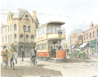 Nostalgia B -Street Scene Cars and Tram Pack of 6 prints Size 10 x 8 - 2923
